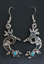 Load image into Gallery viewer, Turquoise Sterling Silver Kokopelli Earrings
