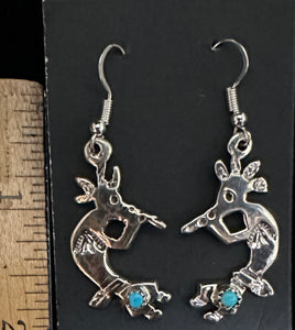 Turquoise Sterling Silver Kokopelli Earrings