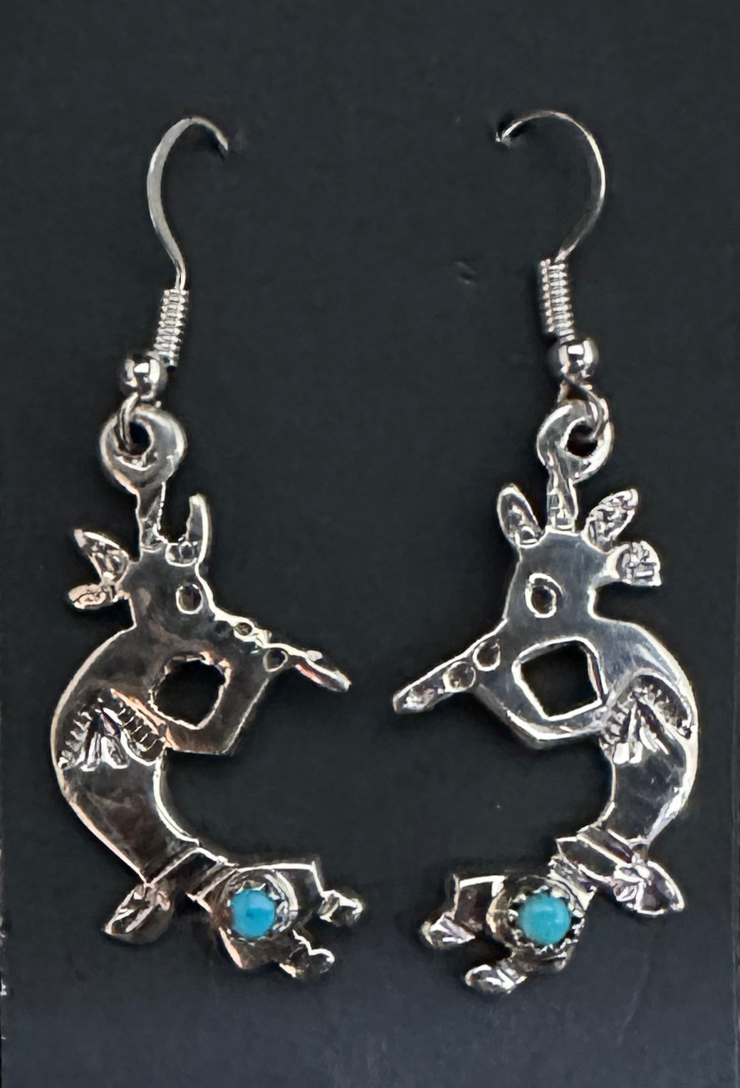Turquoise Sterling Silver Kokopelli Earrings