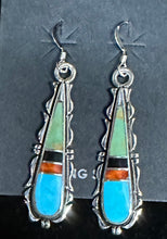 Load image into Gallery viewer, Multi Stone Inlay Sterling Silver Earrings

