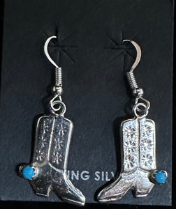 Turquoise Sterling Silver Boot Earrings