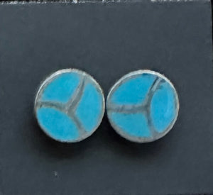 Turquoise Inlaid In Sterling Silver Earrings