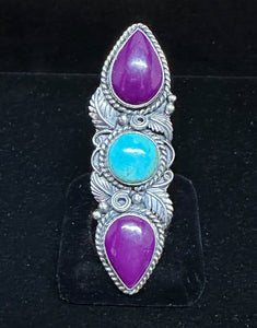 Turquoise & Sugilite Sterling Silver Ring