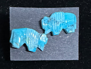 Turquoise Carved Buffalo Earrings