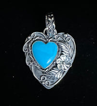 Load image into Gallery viewer, Turquoise Sterling Silver &quot;My Compassionate Heart&quot; Necklace Pendant
