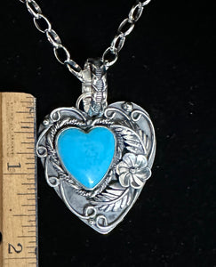 Turquoise Sterling Silver "My Compassionate Heart" Necklace Pendant