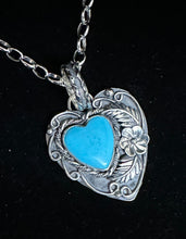 Load image into Gallery viewer, Turquoise Sterling Silver &quot;My Compassionate Heart&quot; Necklace Pendant
