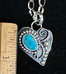 Turquoise Sterling Silver Crazy Love Heart Necklace