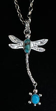 Load image into Gallery viewer, Turquoise Sterling Silver Dragonfly with Turtle Necklace Pendant
