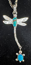Load image into Gallery viewer, Turquoise Sterling Silver Dragonfly with Turtle Necklace Pendant
