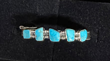 Load image into Gallery viewer, Turquoise Five Stone Sterling Silver Bracelet

