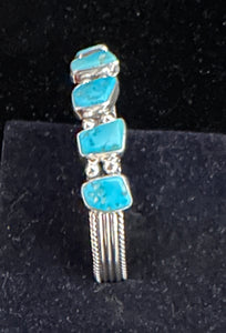 Turquoise Five Stone Sterling Silver Bracelet