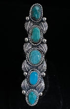 Load image into Gallery viewer, Turquoise Sterling Silver Five Stone Ring
