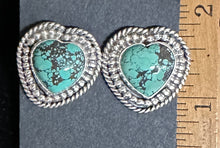 Load image into Gallery viewer, Turquoise Sterling Silver Heart Post Earrings
