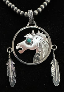 Turquoise Sterling Silver Spirit Horse Necklace Pendant
