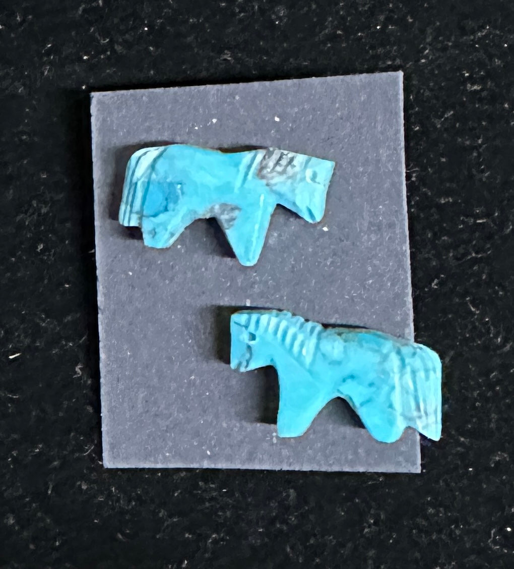 Turquoise Carved Horse Earrings