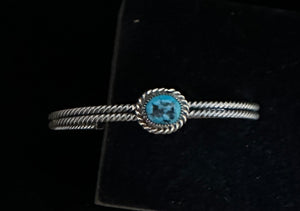 Turquoise Polished Nugget Sterling Silver Bracelet