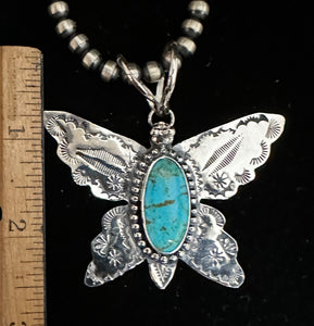Turquoise Sterling Silver Butterfly Necklace Pendant