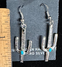 Load image into Gallery viewer, Turquoise Sterling Silver Cactus Earrings
