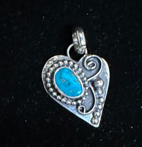 Turquoise Sterling Silver Crazy Love Heart Necklace