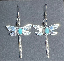 Load image into Gallery viewer, Turquoise Sterling Silver Dragonfly Earrings
