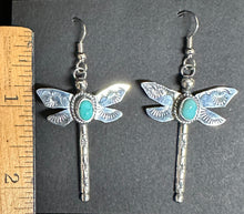 Load image into Gallery viewer, Turquoise Sterling Silver Dragonfly Earrings
