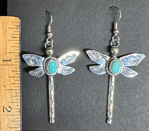 Turquoise Sterling Silver Dragonfly Earrings