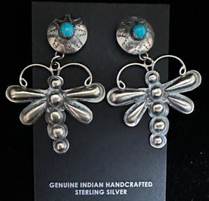 Turquoise Sterling Silver Dragonfly Post Earrings