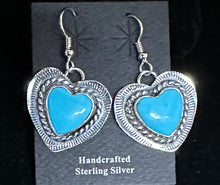 Load image into Gallery viewer, Turquoise Sterling Silver Heart Earrings

