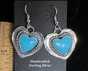 Turquoise Sterling Silver Heart Earrings
