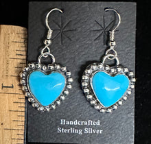 Load image into Gallery viewer, Turquoise Sterling Silver Heart Earrings
