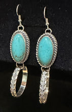 Load image into Gallery viewer, Turquoise Sterling Silver Hoop Earrings
