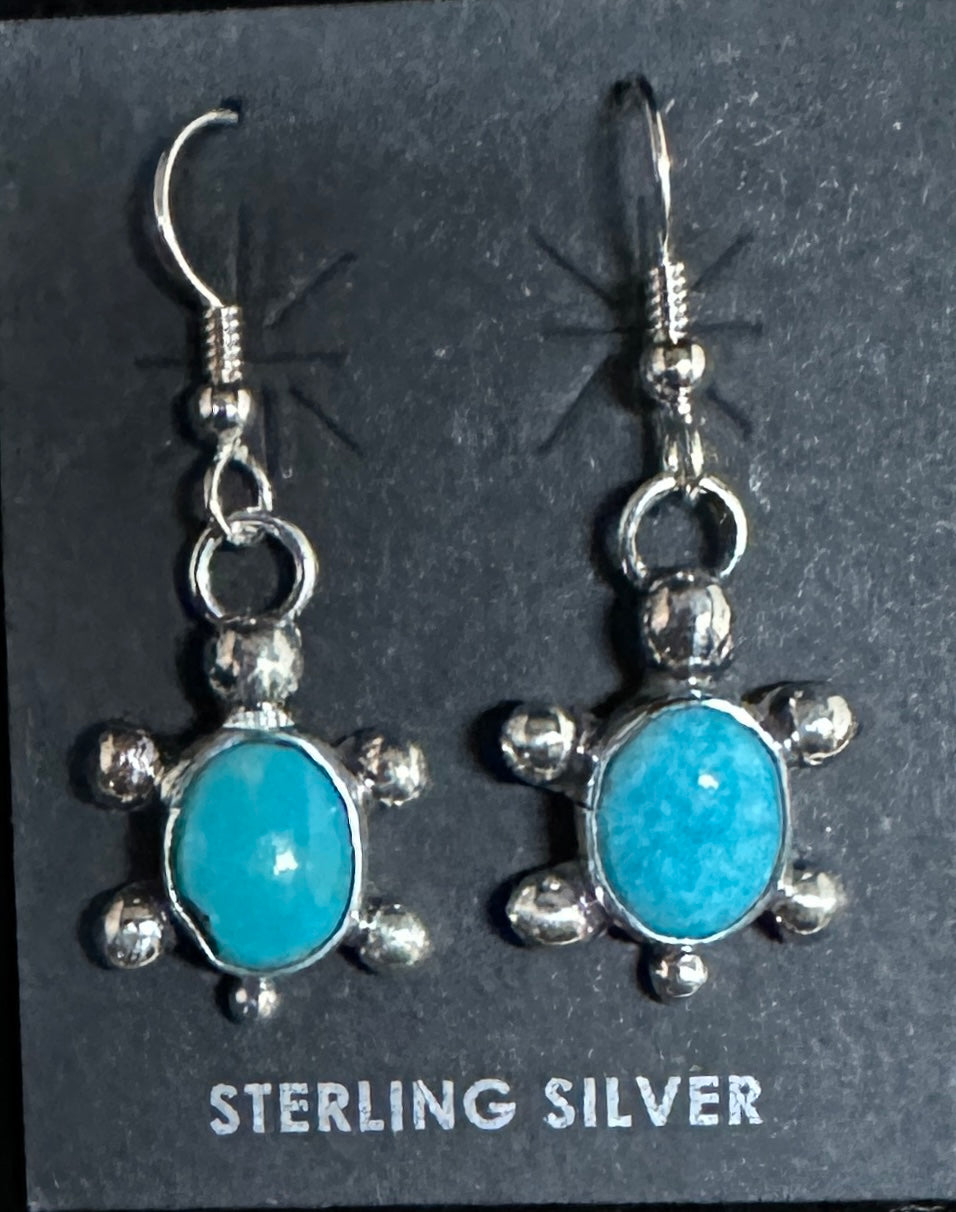 Turquoise Sterling Silver Turtle Earrings