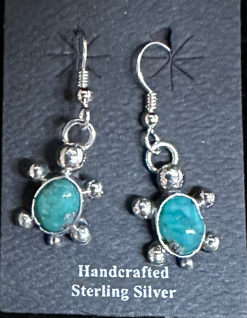 Turquoise Sterling Silver Turtle Earrings