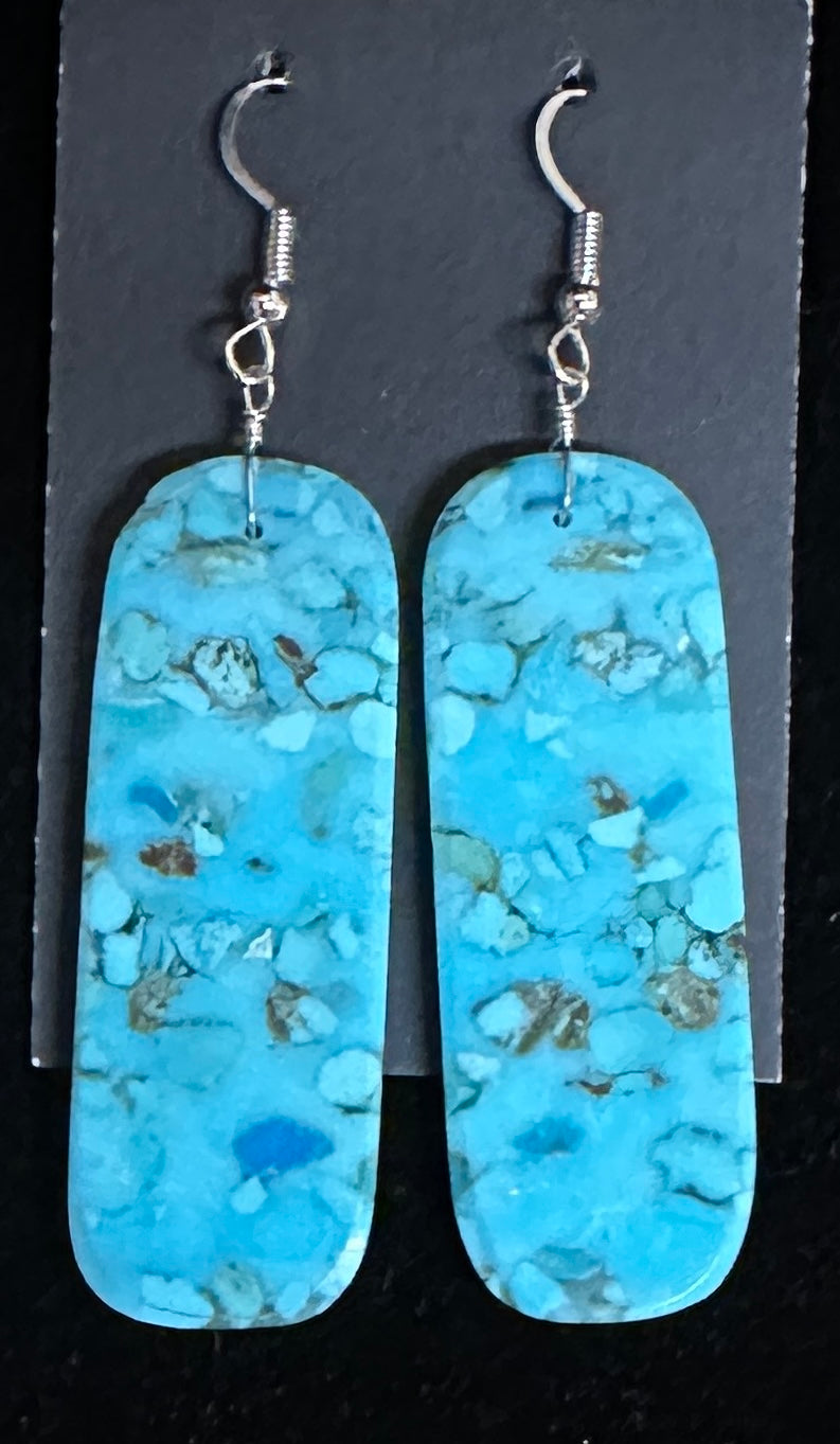 Turquoise Sterling Silver Slab Earrings