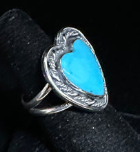 Load image into Gallery viewer, Turquoise Sterling Silver Heart Ring
