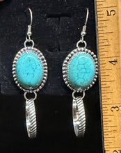 Load image into Gallery viewer, Turquoise Sterling Silver Hoop Earrings
