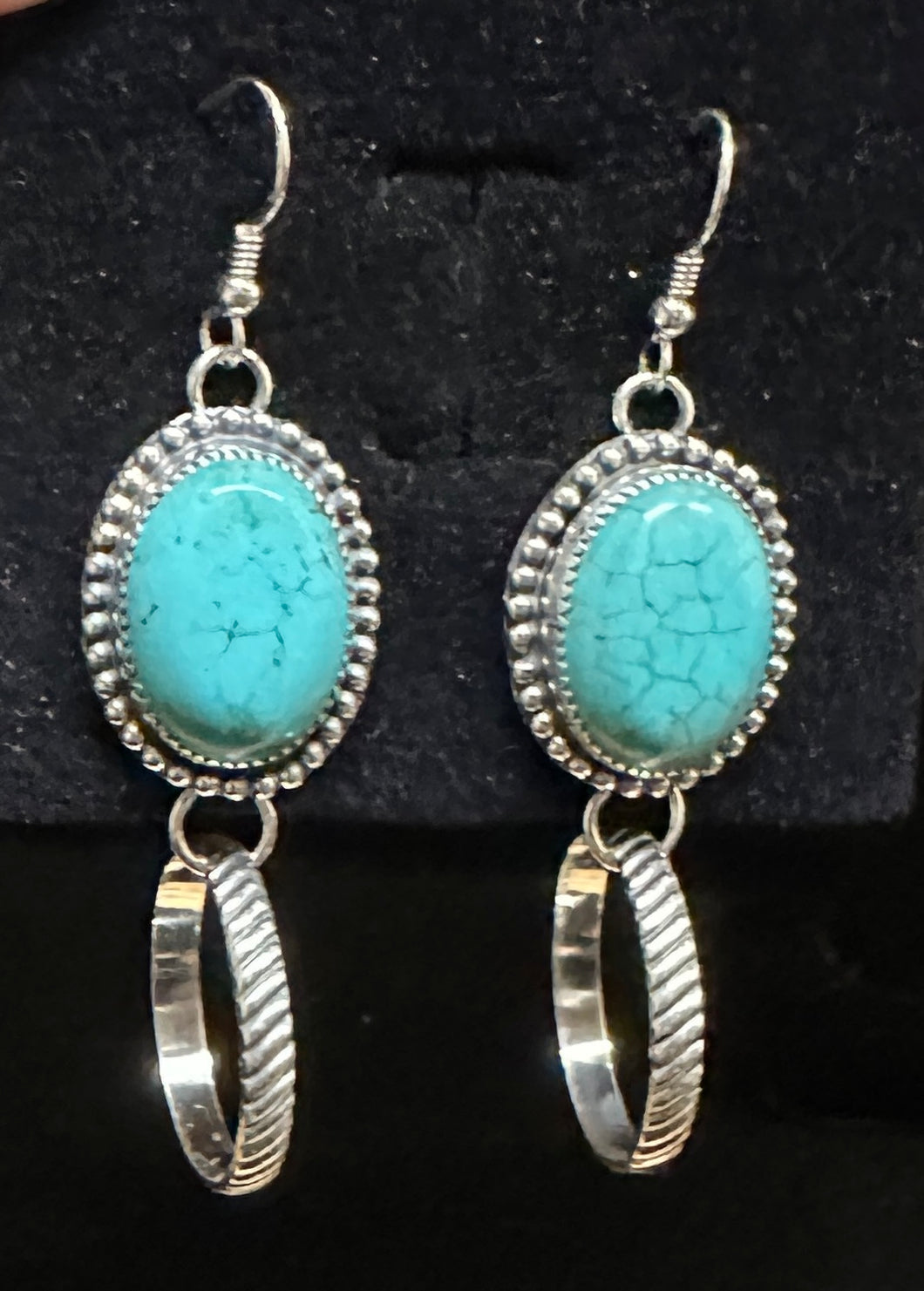 Turquoise Sterling Silver Hoop Earrings