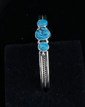 Load image into Gallery viewer, Turquoise Three Stone Sterling Silver Bracelet
