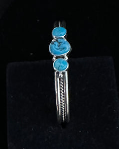 Turquoise Three Stone Sterling Silver Bracelet