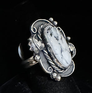 White Buffalo Turquoise Sterling Silver Ring