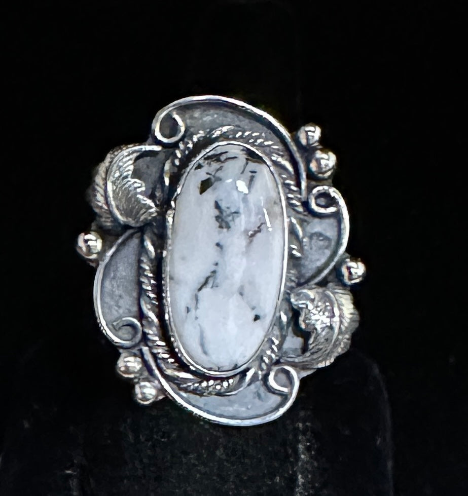 White Buffalo Turquoise Sterling Silver Ring