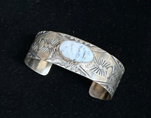 Load image into Gallery viewer, White Buffalo Turquoise Sterling Silver Cuff Bracelet
