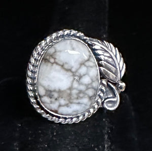 White Buffalo Sterling Silver Ring