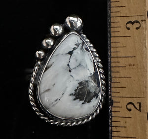 White Buffalo Sterling Silver Ring