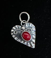 Load image into Gallery viewer, Red Coral Sterling Silver Heart Necklace Pendant
