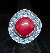 Load image into Gallery viewer, Red Coral Sterling Silver Ring
