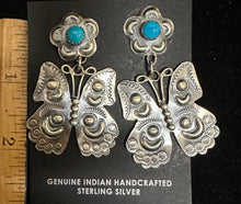 Load image into Gallery viewer, Turquoise Sterling Silver Butterfly Earrings
