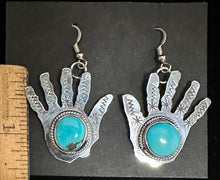 Load image into Gallery viewer, Turquoise Sterling Silver Hand Earrings
