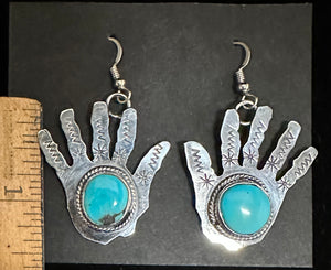 Turquoise Sterling Silver Hand Earrings